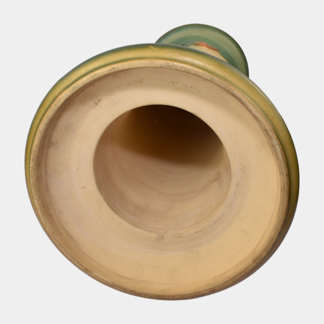 Roseville Pine Cone Green 1953 Art Pottery Ceramic Jardiniere And Pedestal 402-8