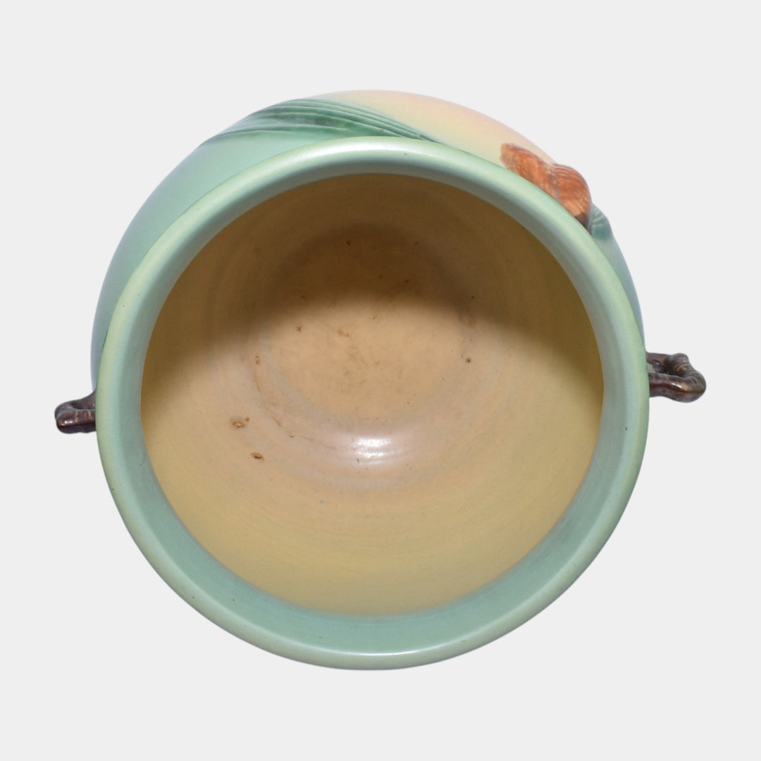 Roseville Pine Cone Green 1953 Art Pottery Ceramic Jardiniere And Pedestal 402-8