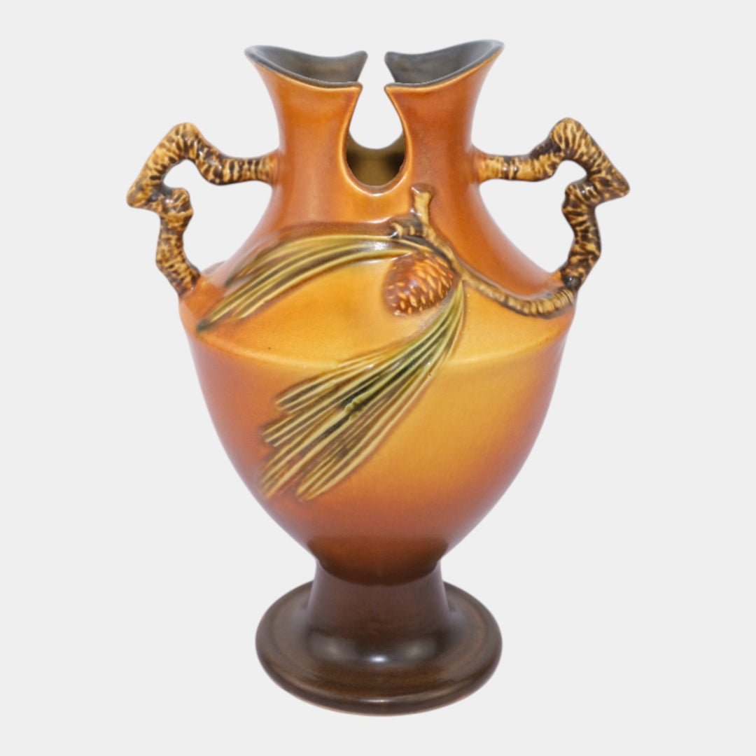 Roseville Pine Cone Brown 1940 Vintage Art Pottery Ceramic Vase 848-10