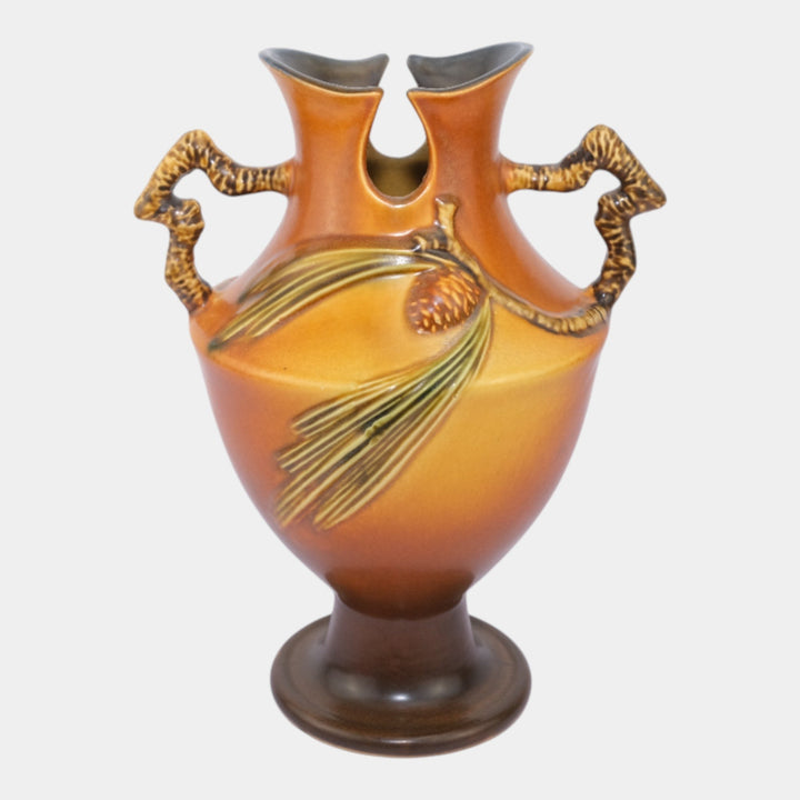 Roseville Pine Cone Brown 1940 Vintage Art Pottery Ceramic Vase 848-10