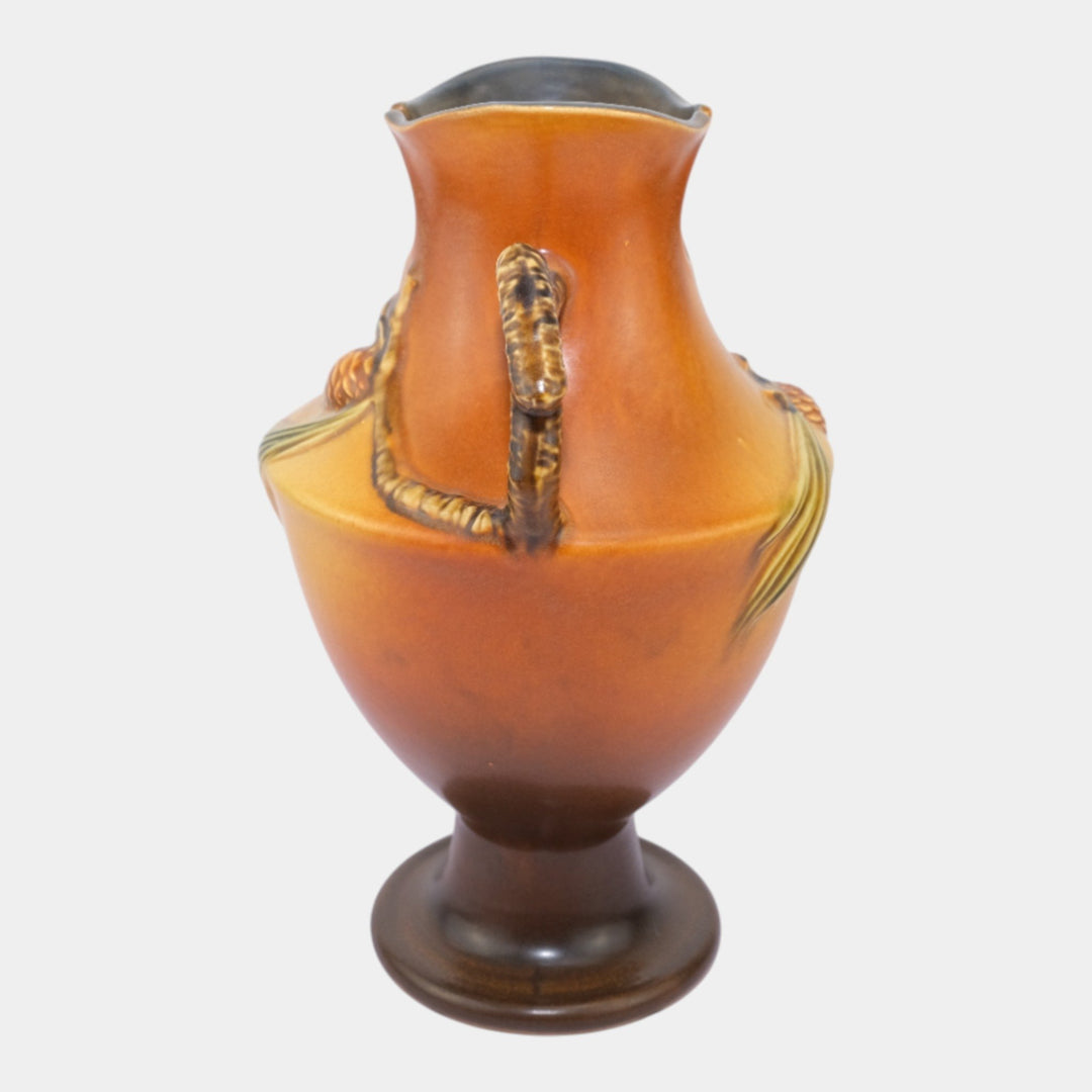 Roseville Pine Cone Brown 1940 Vintage Art Pottery Ceramic Vase 848-10