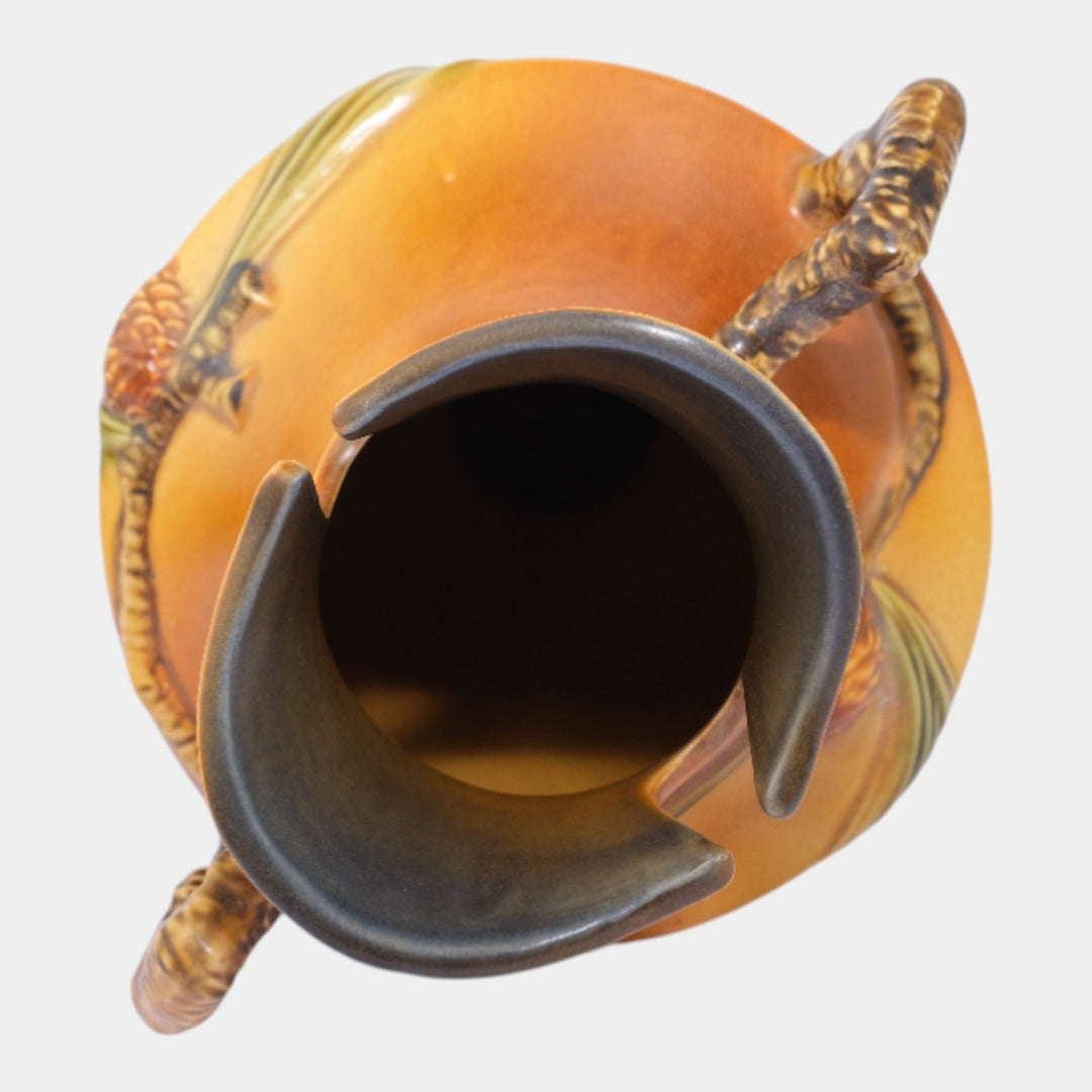 Roseville Pine Cone Brown 1940 Vintage Art Pottery Ceramic Vase 848-10