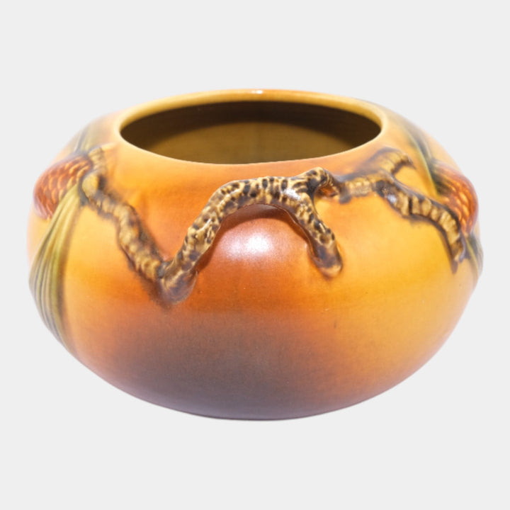 Roseville Pine Cone Brown 1936 Vintage Art Pottery Bowl 278-4