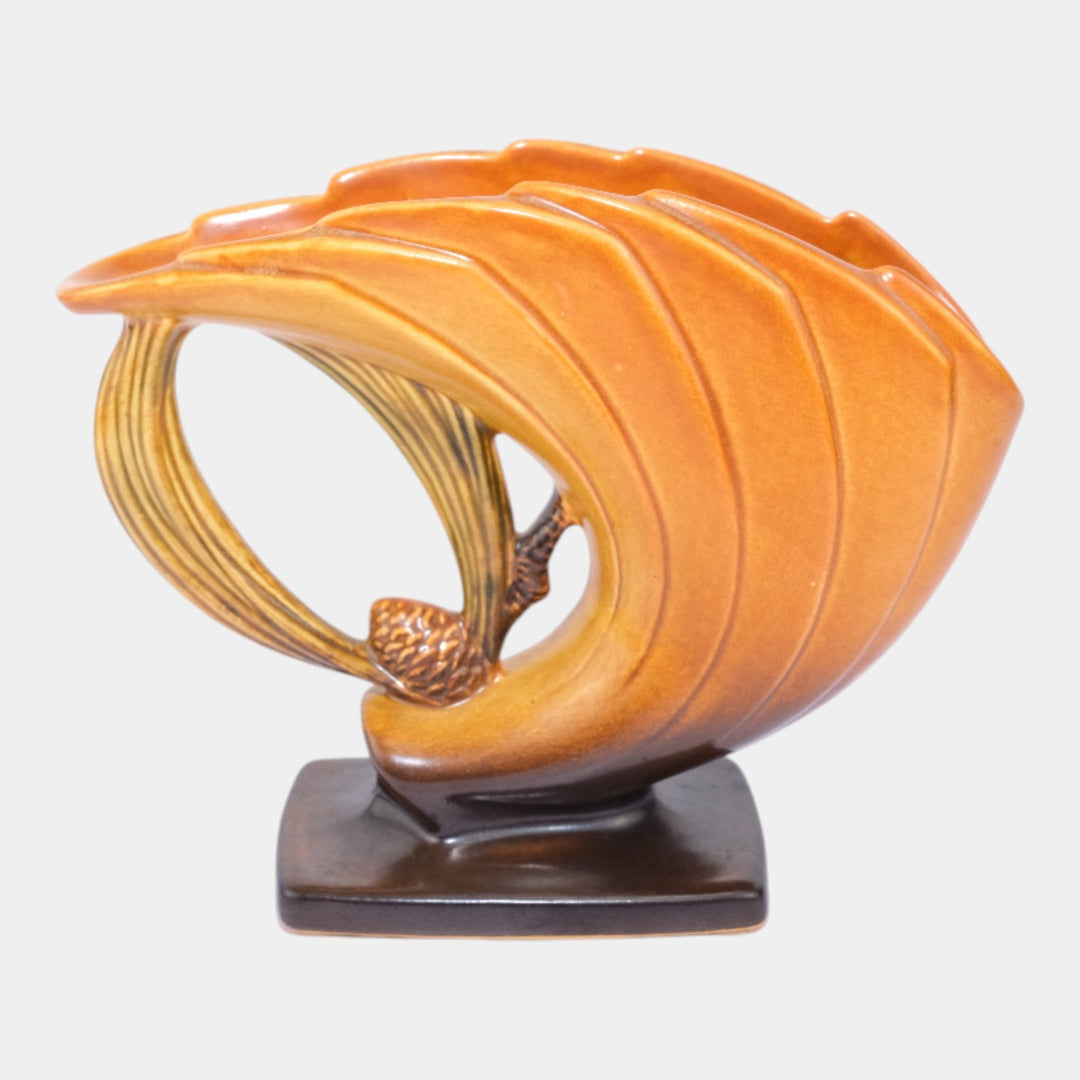 Roseville Pine Cone Brown 1953 Mid Century Modern Art Pottery Flower Vase 472-6