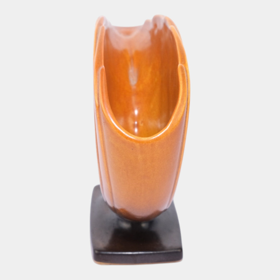 Roseville Pine Cone Brown 1953 Mid Century Modern Art Pottery Flower Vase 472-6