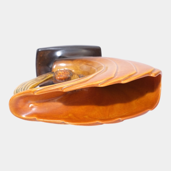 Roseville Pine Cone Brown 1953 Mid Century Modern Art Pottery Flower Vase 472-6