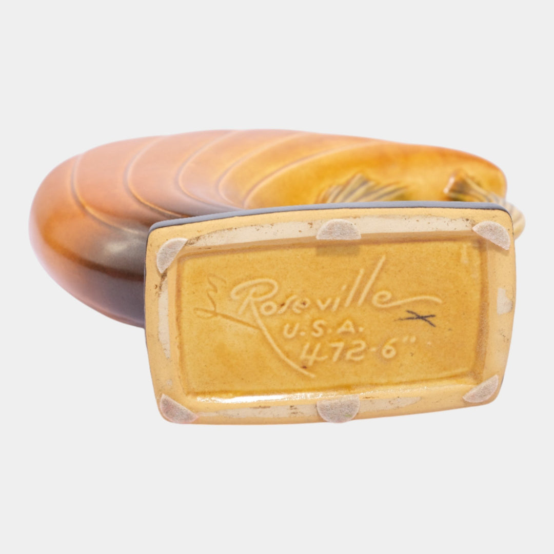 Roseville Pine Cone Brown 1953 Mid Century Modern Art Pottery Flower Vase 472-6