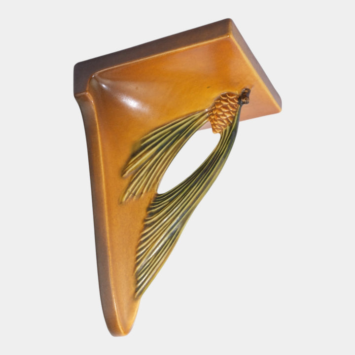 Roseville Pine Cone Brown 1936 Vintage Art Deco Pottery Ceramic Wall Shelf 1