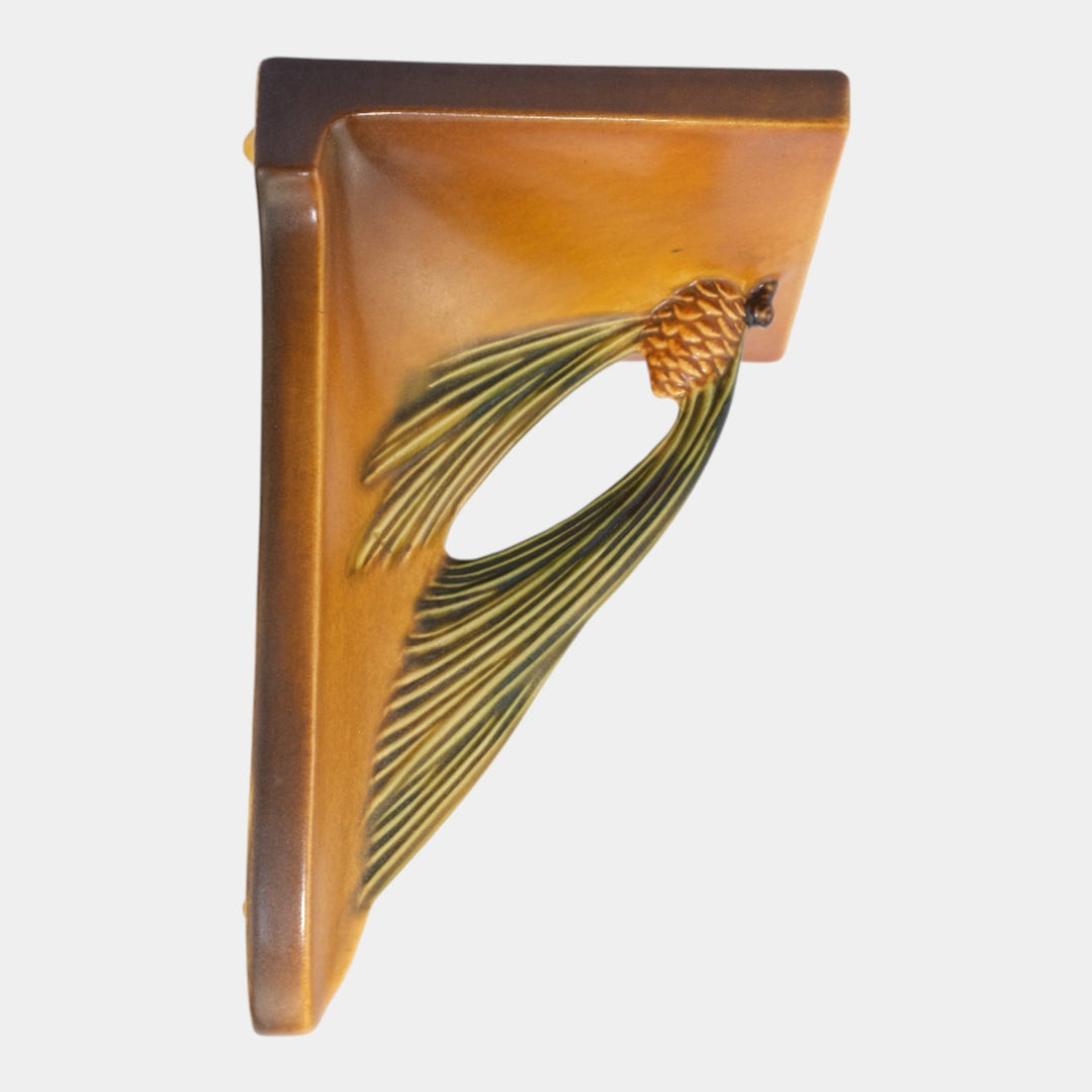 Roseville Pine Cone Brown 1936 Vintage Art Deco Pottery Ceramic Wall Shelf 1