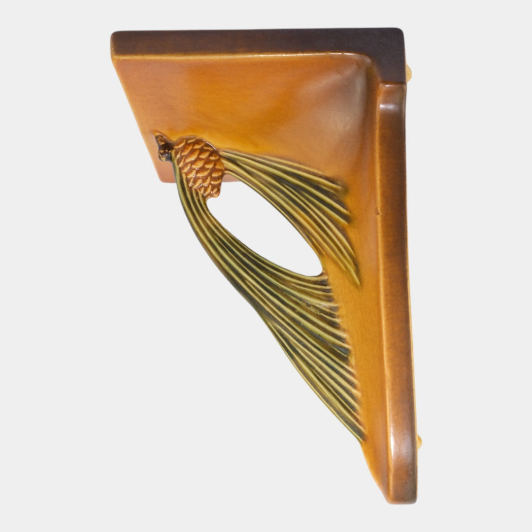 Roseville Pine Cone Brown 1936 Vintage Art Deco Pottery Ceramic Wall Shelf 1