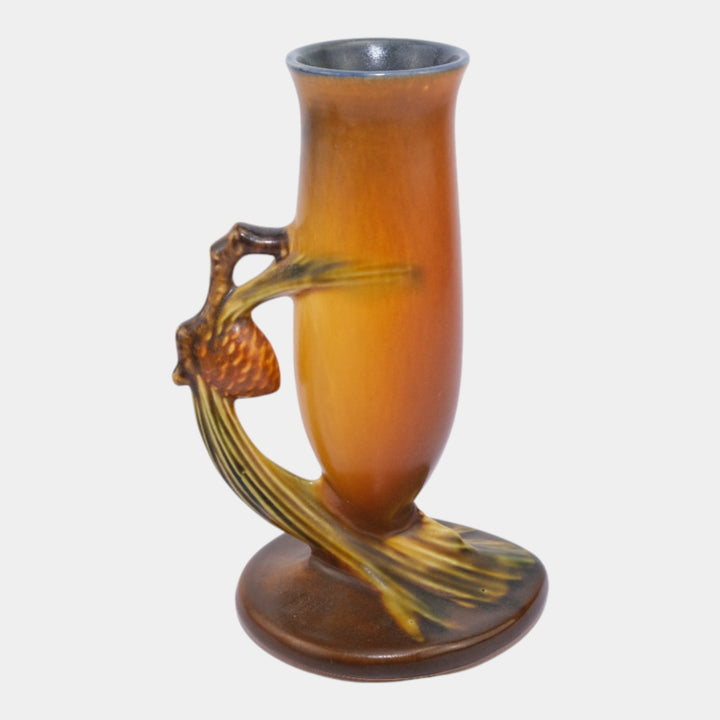 Roseville Pine Cone Brown 1935 Vintage Art Pottery Ceramic Bud Vase 112-7