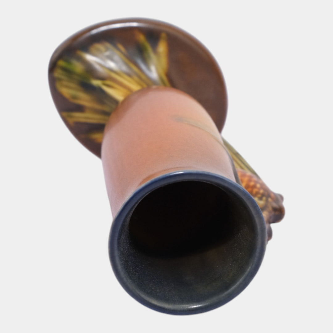 Roseville Pine Cone Brown 1935 Vintage Art Pottery Ceramic Bud Vase 112-7