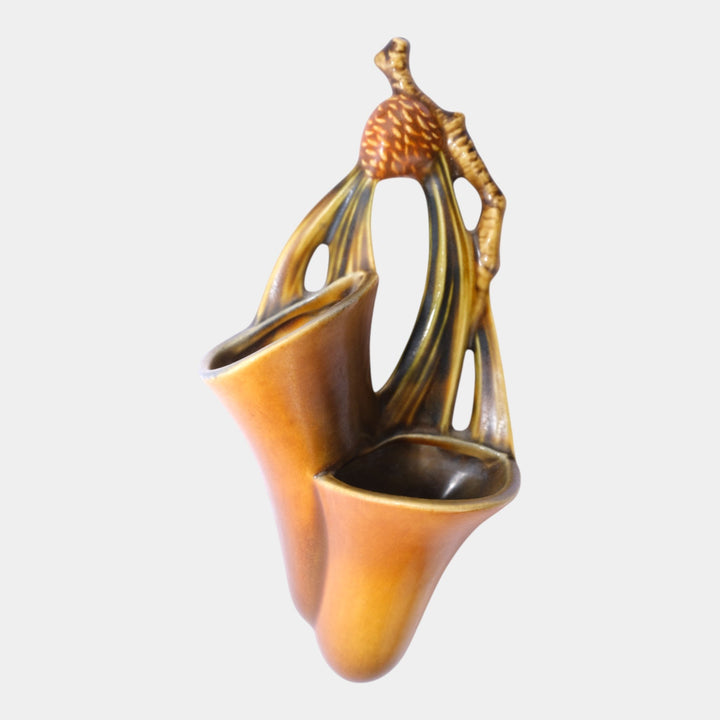 Roseville Pine Cone Brown 1936 Vintage Art Pottery Ceramic Wall Pocket 1273-8