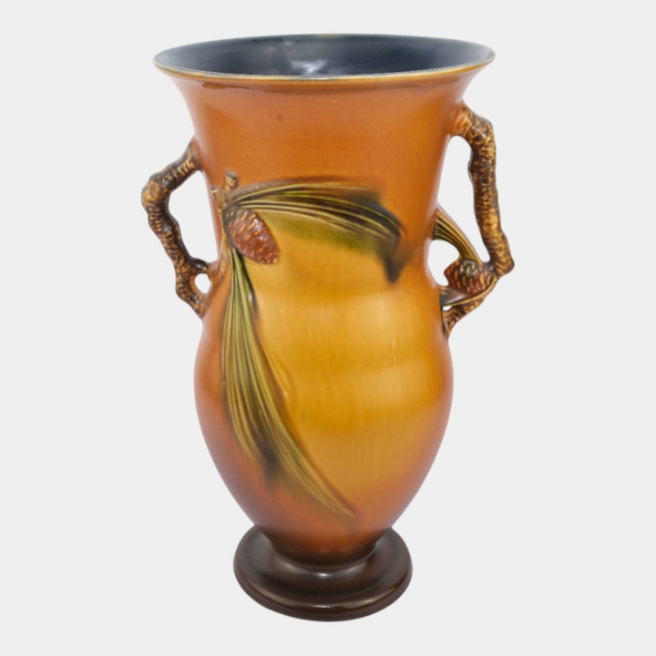 Roseville Pine Cone Brown 1936 Vintage Art Pottery Ceramic Vase 911-12
