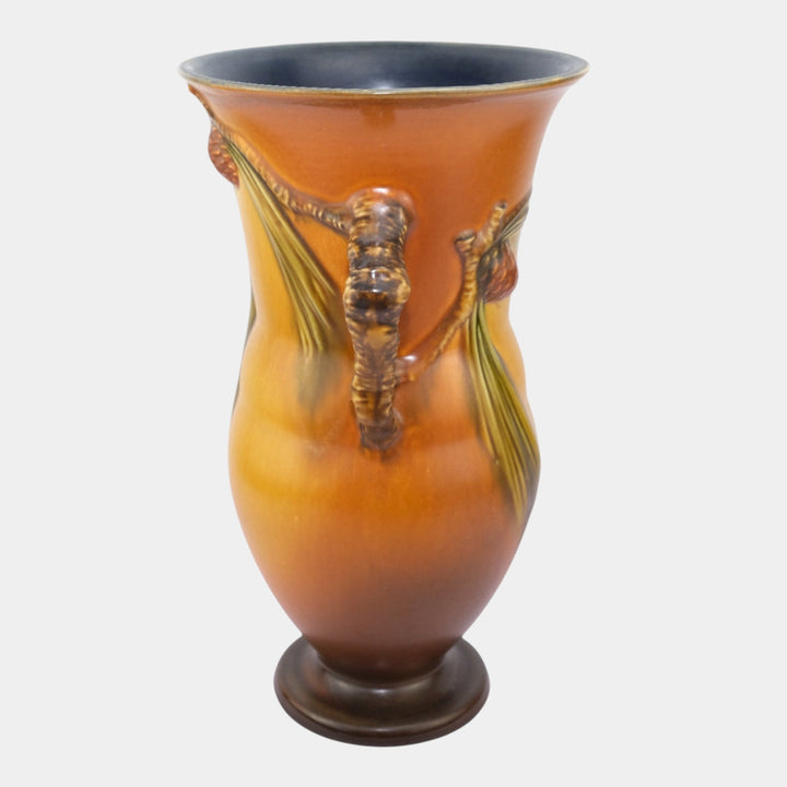 Roseville Pine Cone Brown 1936 Vintage Art Pottery Ceramic Vase 911-12