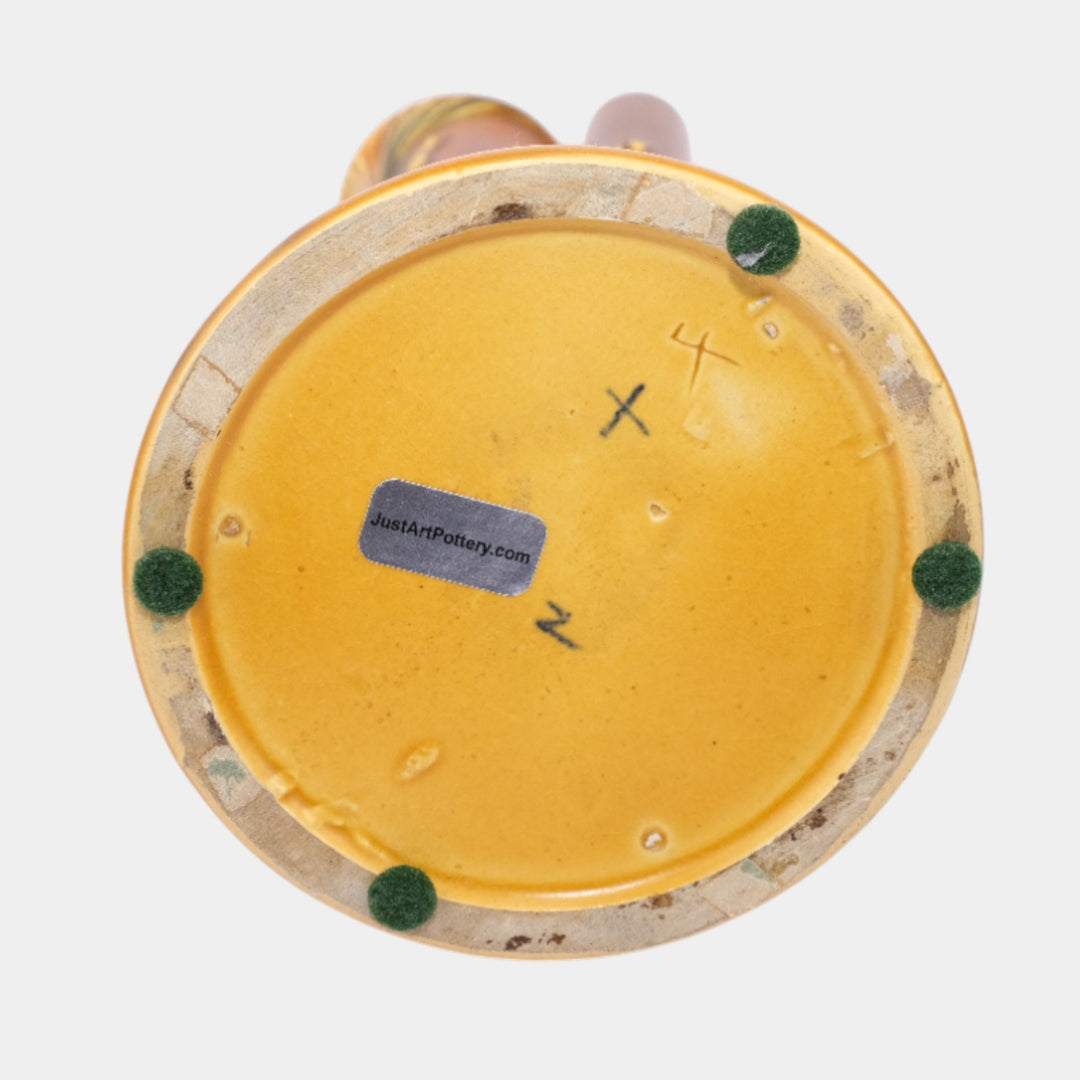 Roseville Pine Cone Brown 1935 Vintage Art Pottery Triple Bud Ceramic Vase 113-8