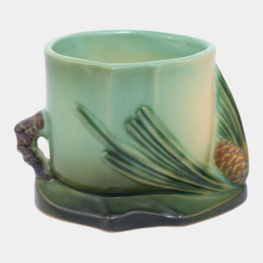 Roseville Pine Cone Green 1940 Vintage Art Pottery Match Stick Holder 498 - Just Art Pottery