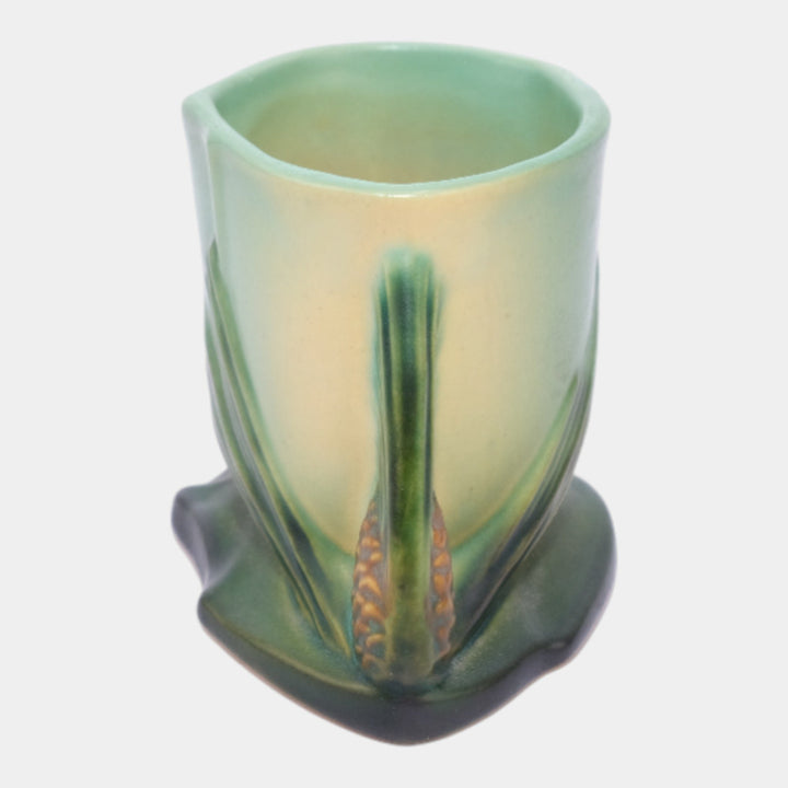 Roseville Pine Cone Green 1940 Vintage Art Pottery Match Stick Holder 498 - Just Art Pottery