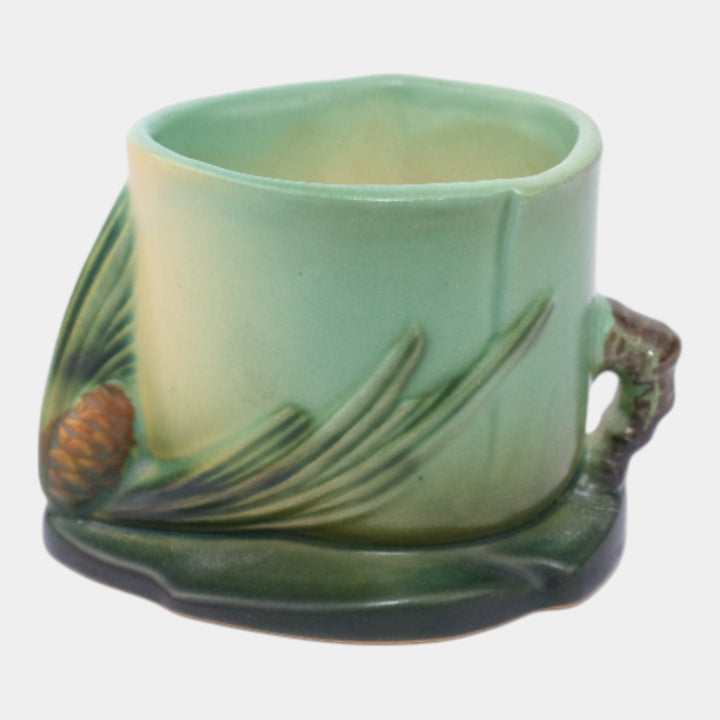 Roseville Pine Cone Green 1940 Vintage Art Pottery Match Stick Holder 498 - Just Art Pottery