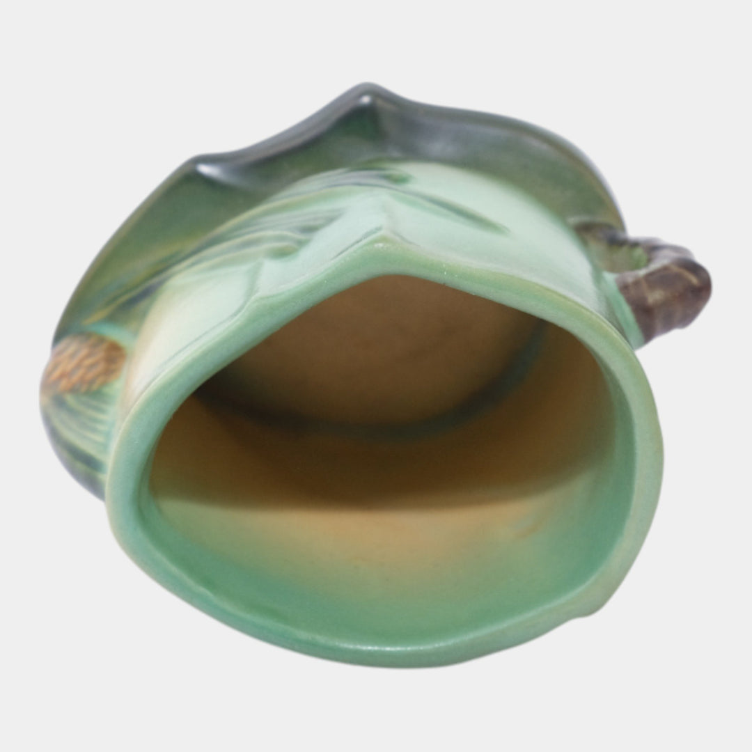 Roseville Pine Cone Green 1940 Vintage Art Pottery Match Stick Holder 498 - Just Art Pottery