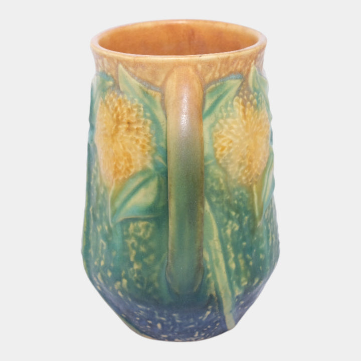 Roseville Sunflower 1930 Vintage Art Pottery Handled Flower Vase
