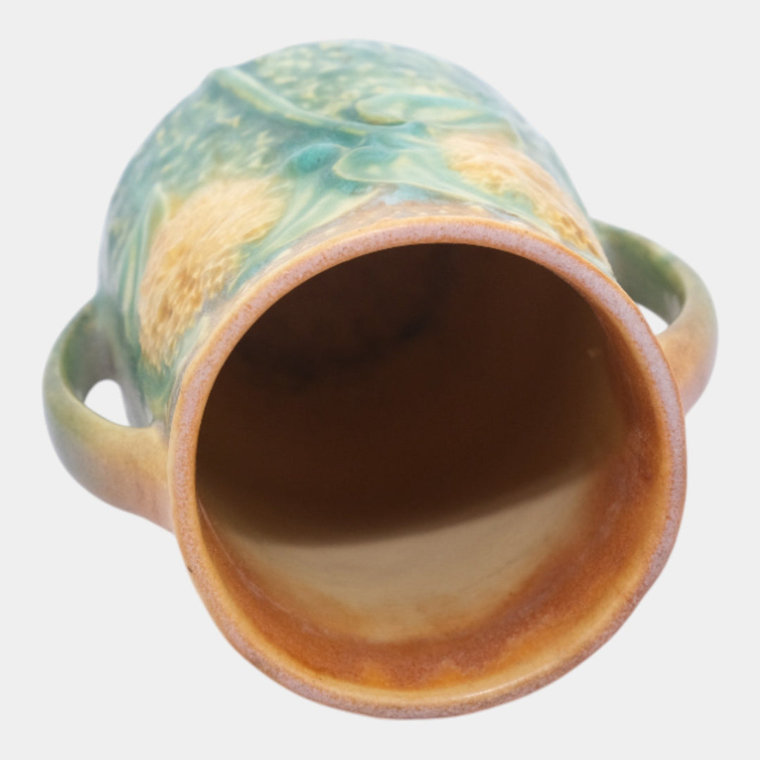 Roseville Sunflower 1930 Vintage Art Pottery Handled Flower Vase