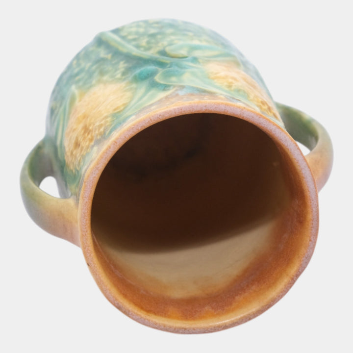 Roseville Sunflower 1930 Vintage Art Pottery Handled Flower Vase