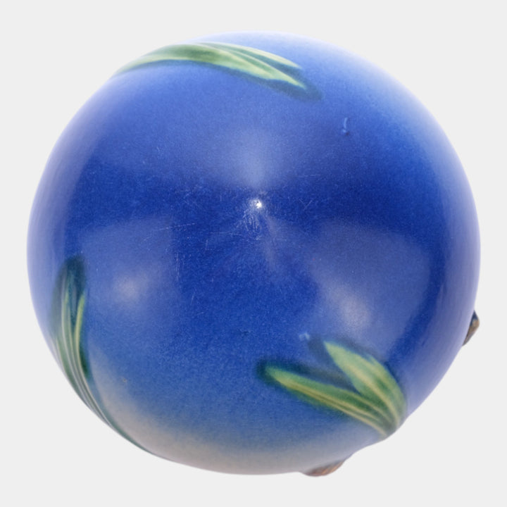 Roseville Pine Cone Blue 1935 Vintage Art Pottery Hanging Basket Planter 352-5