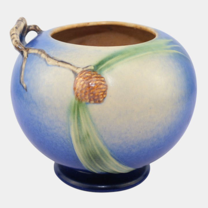 Roseville Pine Cone Blue 1936 Vintage Art Pottery Ceramic Bowl Vase 261-6