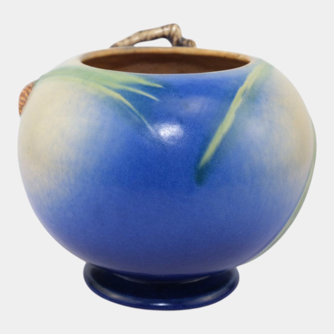 Roseville Pine Cone Blue 1936 Vintage Art Pottery Ceramic Bowl Vase 261-6