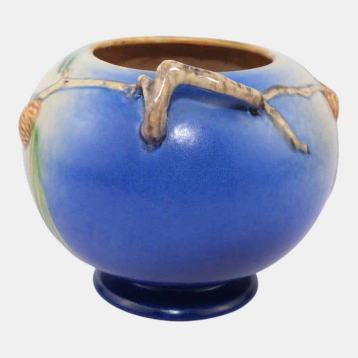 Roseville Pine Cone Blue 1936 Vintage Art Pottery Ceramic Bowl Vase 261-6