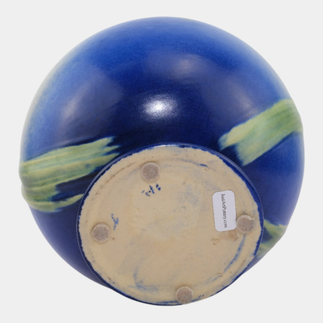 Roseville Pine Cone Blue 1936 Vintage Art Pottery Ceramic Bowl Vase 261-6