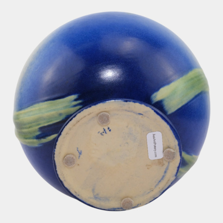 Roseville Pine Cone Blue 1936 Vintage Art Pottery Ceramic Bowl Vase 261-6