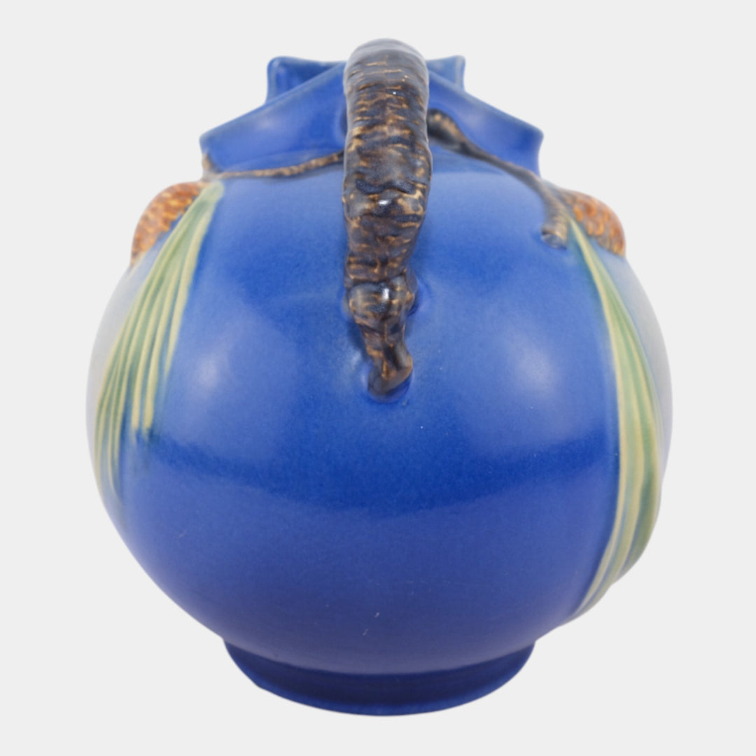 Roseville Pine Cone Blue Vintage Art Pottery Ceramic Pitcher 1321