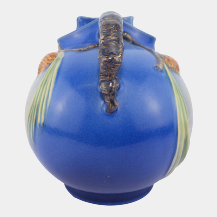 Roseville Pine Cone Blue Vintage Art Pottery Ceramic Pitcher 1321