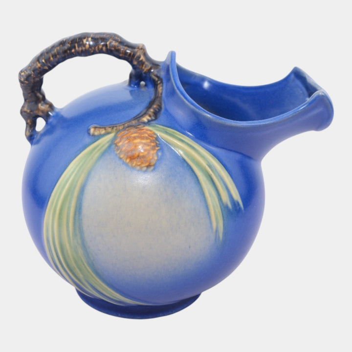 Roseville Pine Cone Blue Vintage Art Pottery Ceramic Pitcher 1321