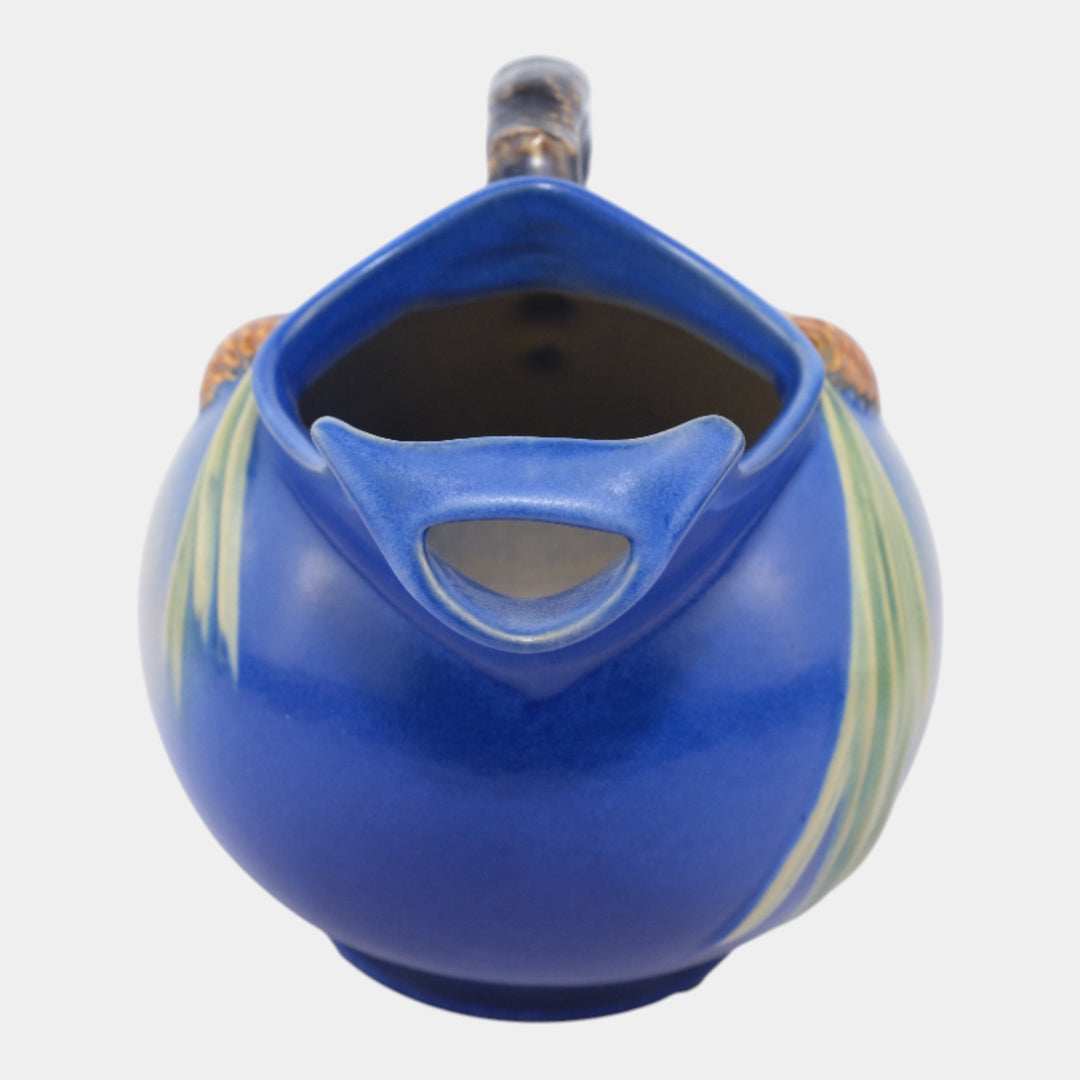 Roseville Pine Cone Blue Vintage Art Pottery Ceramic Pitcher 1321