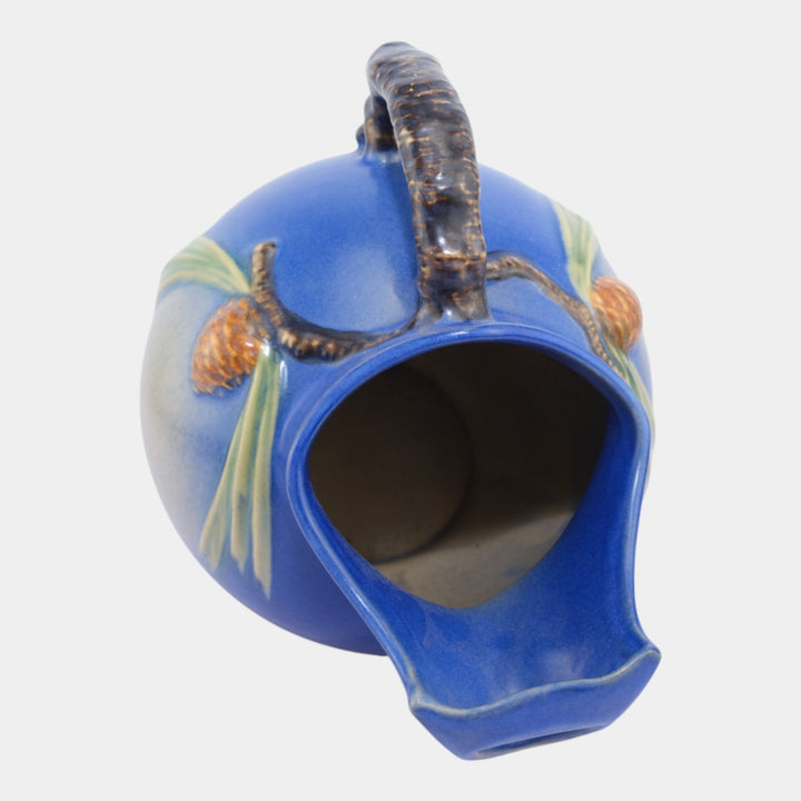 Roseville Pine Cone Blue Vintage Art Pottery Ceramic Pitcher 1321