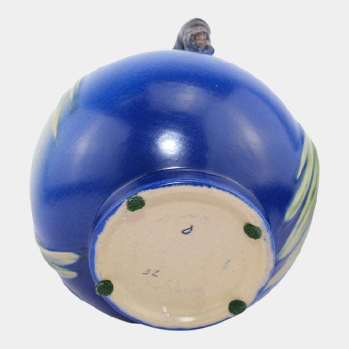 Roseville Pine Cone Blue Vintage Art Pottery Ceramic Pitcher 1321