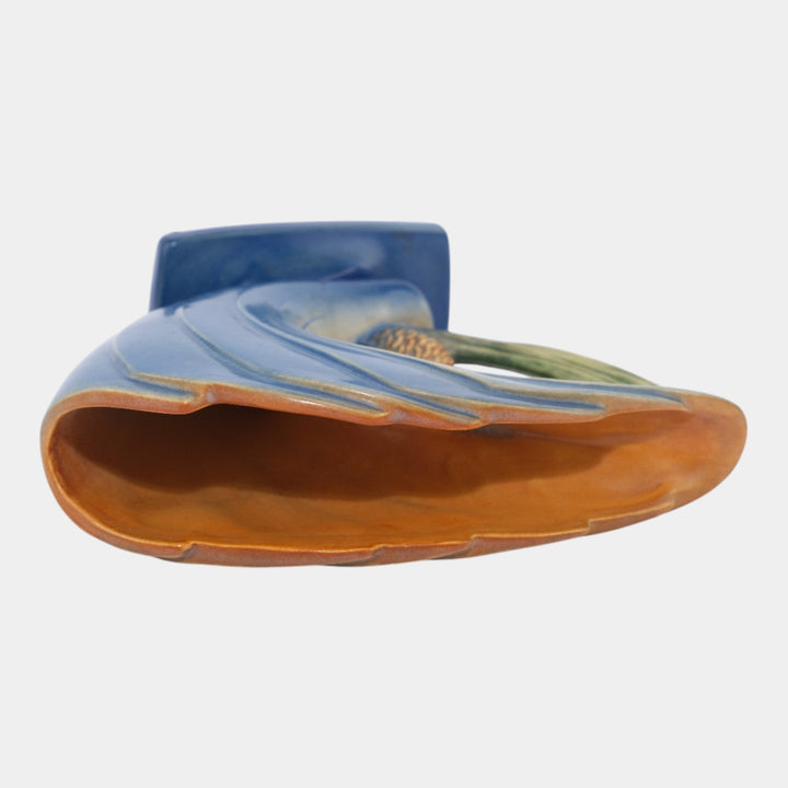 Roseville Pine Cone Blue 1953 Mid Century Modern Art Pottery Flower Vase 472-6