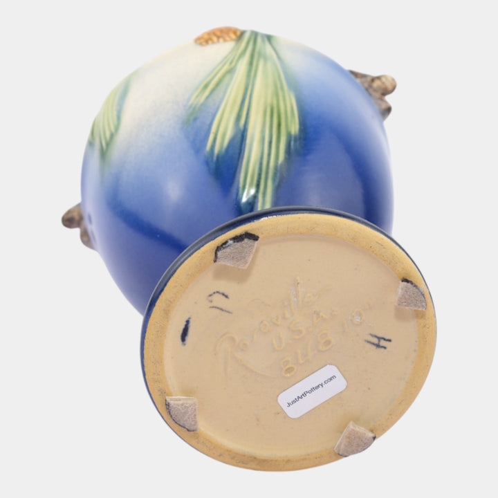 Roseville Pine Cone Blue 1940 Vintage Art Pottery Ceramic Vase 848-10