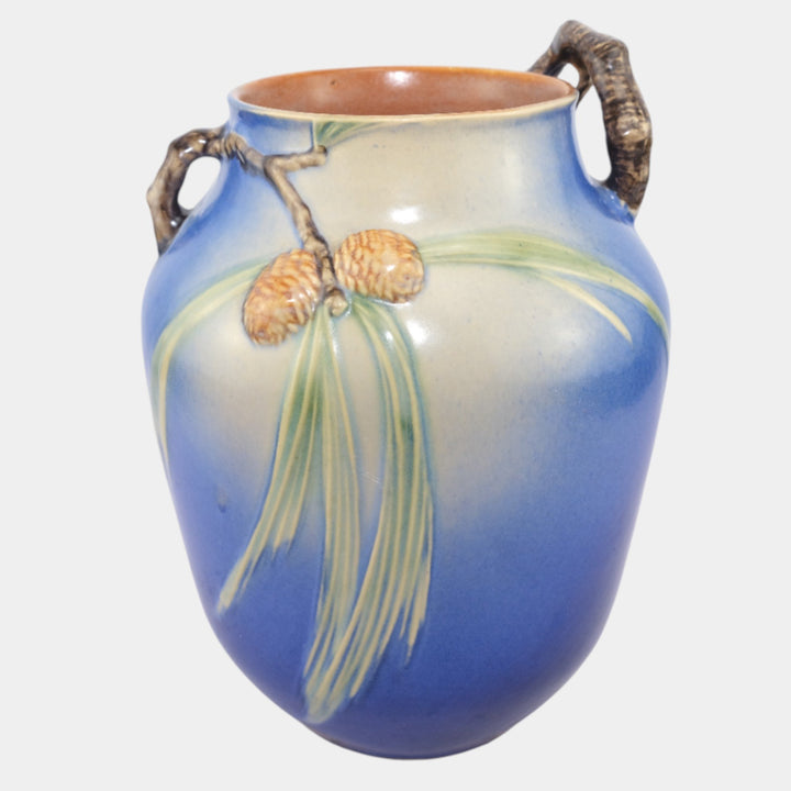 Roseville Pine Cone Blue 1936 Vintage Art Deco Pottery Ceramic Vase 711-10