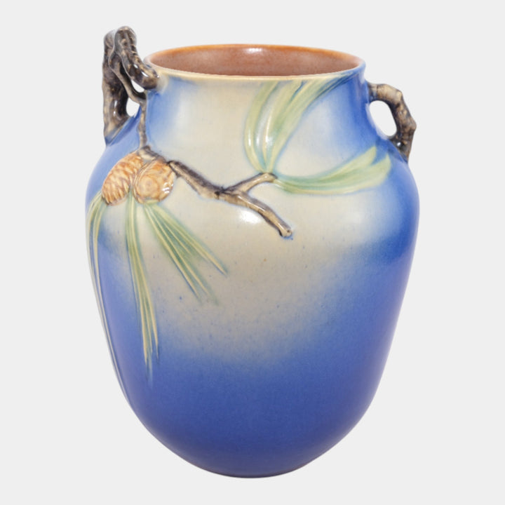 Roseville Pine Cone Blue 1936 Vintage Art Deco Pottery Ceramic Vase 711-10