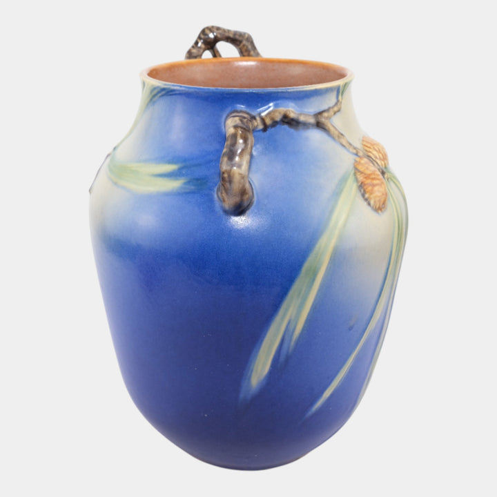 Roseville Pine Cone Blue 1936 Vintage Art Deco Pottery Ceramic Vase 711-10