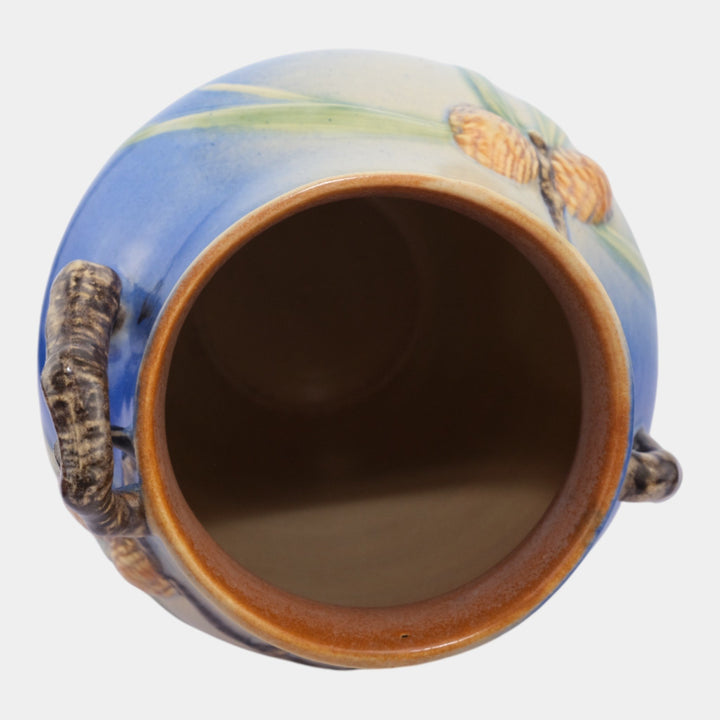 Roseville Pine Cone Blue 1936 Vintage Art Deco Pottery Ceramic Vase 711-10