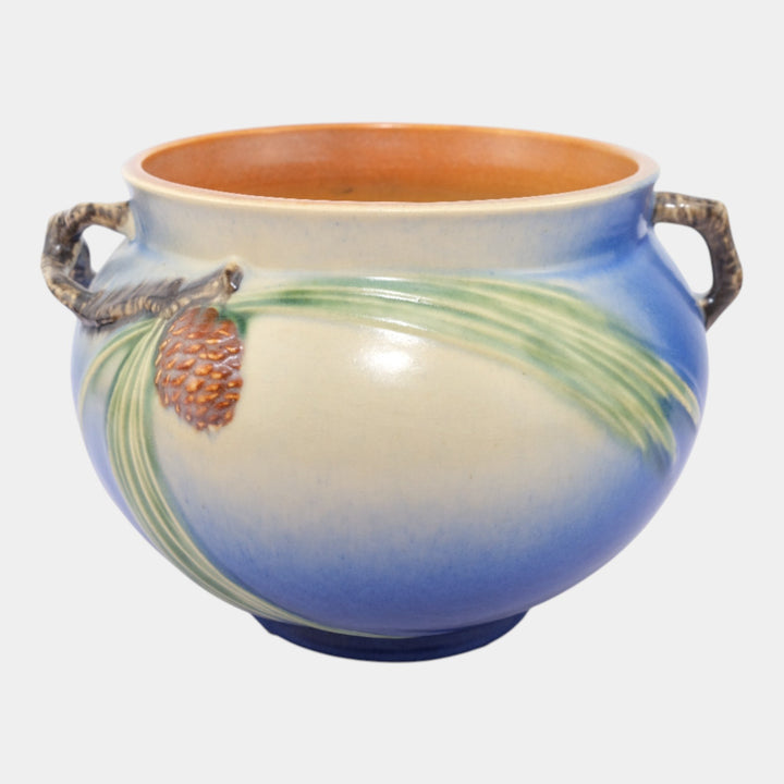 Roseville Pine Cone Blue 1936 Vintage Art Pottery Jardiniere Planter 632-6