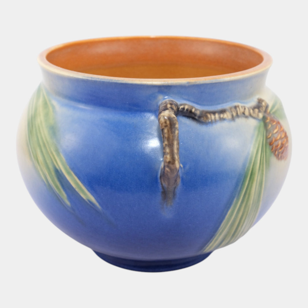 Roseville Pine Cone Blue 1936 Vintage Art Pottery Jardiniere Planter 632-6