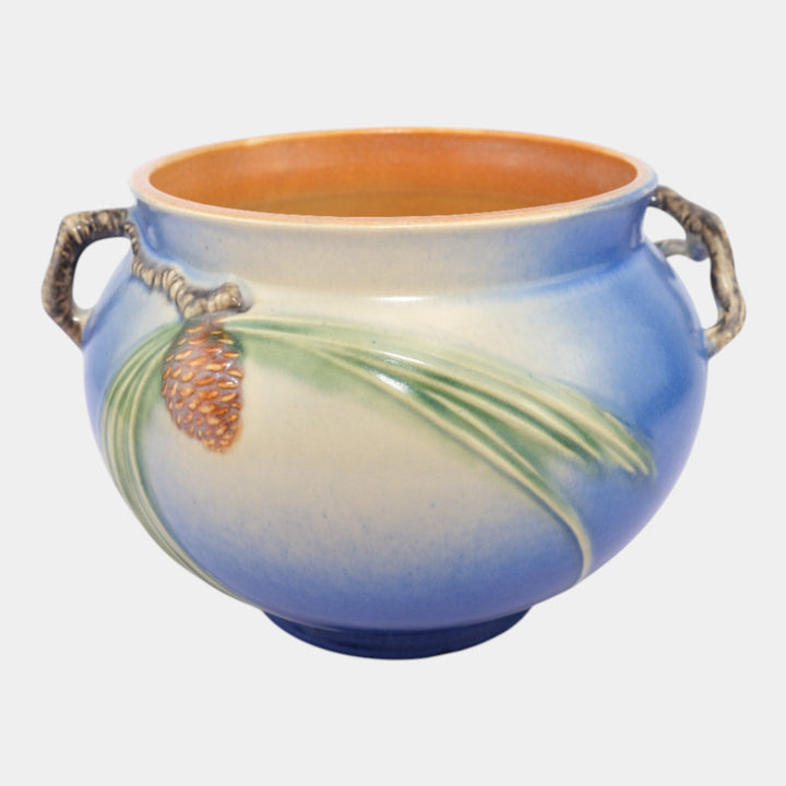 Roseville Pine Cone Blue 1936 Vintage Art Pottery Jardiniere Planter 632-6