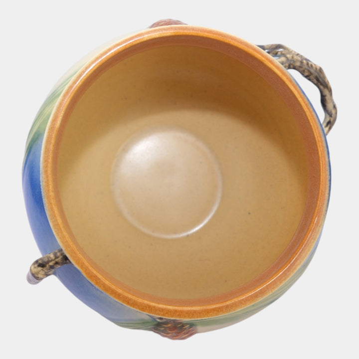 Roseville Pine Cone Blue 1936 Vintage Art Pottery Jardiniere Planter 632-6