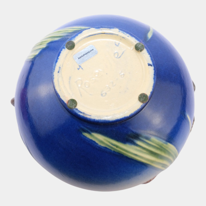 Roseville Pine Cone Blue 1936 Vintage Art Pottery Jardiniere Planter 632-6